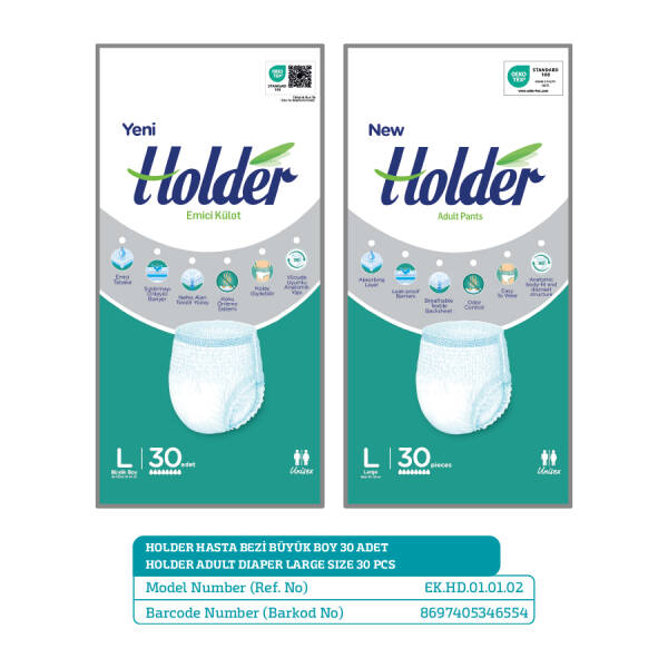 Holder Large Yetişkin Hasta Bezi - 30 Adet - 2