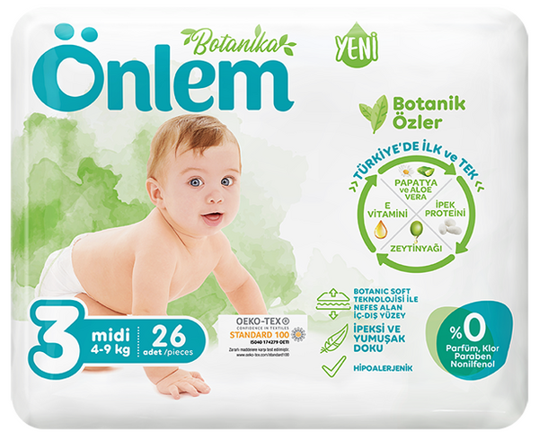 Önlem Botanika Bebek Bezi Jumbo Paket Midi 26 Adet (4-9 kg) - 1